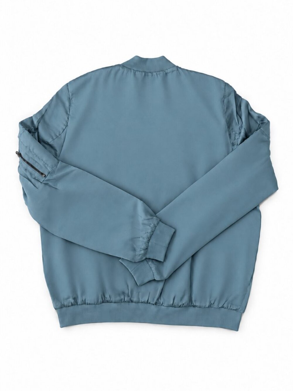 She + Sky Dusty Blue Satin Bomber Jacket Large NWT - Picture 2 of 3